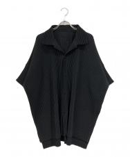 HOMME PLISSE ISSEY MIYAKE (オム プリッセ イッセイ ミヤケ) プリーツオープンカラーシャツ ブラック サイズ:SIZE 3