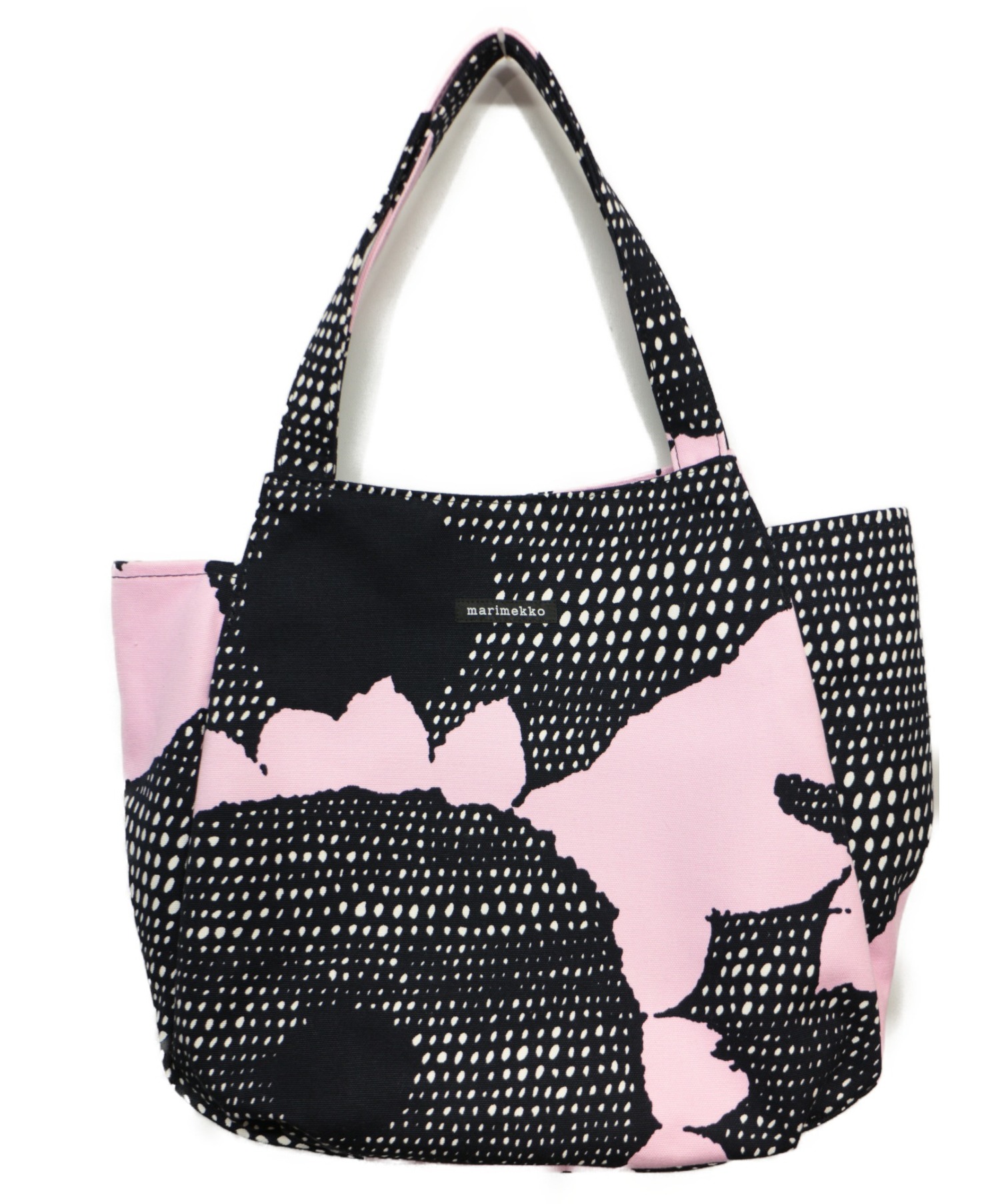 中古 古着通販 Marimekko マリメッコ キャンバストートバッグ ブラック ピンク ブランド 古着通販 トレファク公式 Trefac Fashion