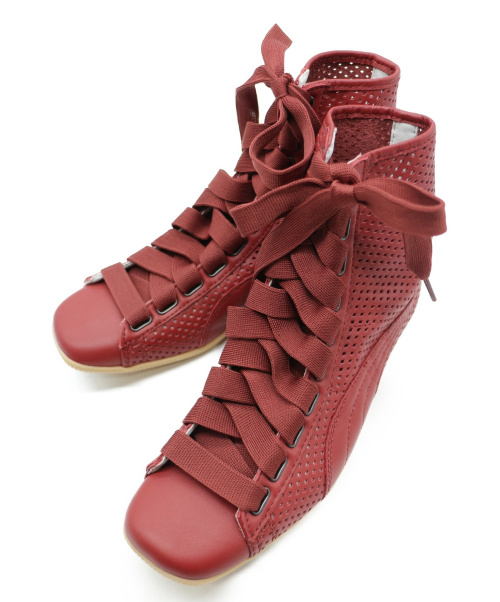 中古 古着通販 Puma プーマ パンチングハイカットスニーカー レッド サイズ 23 ブランド 古着通販 トレファク公式 Trefac Fashion