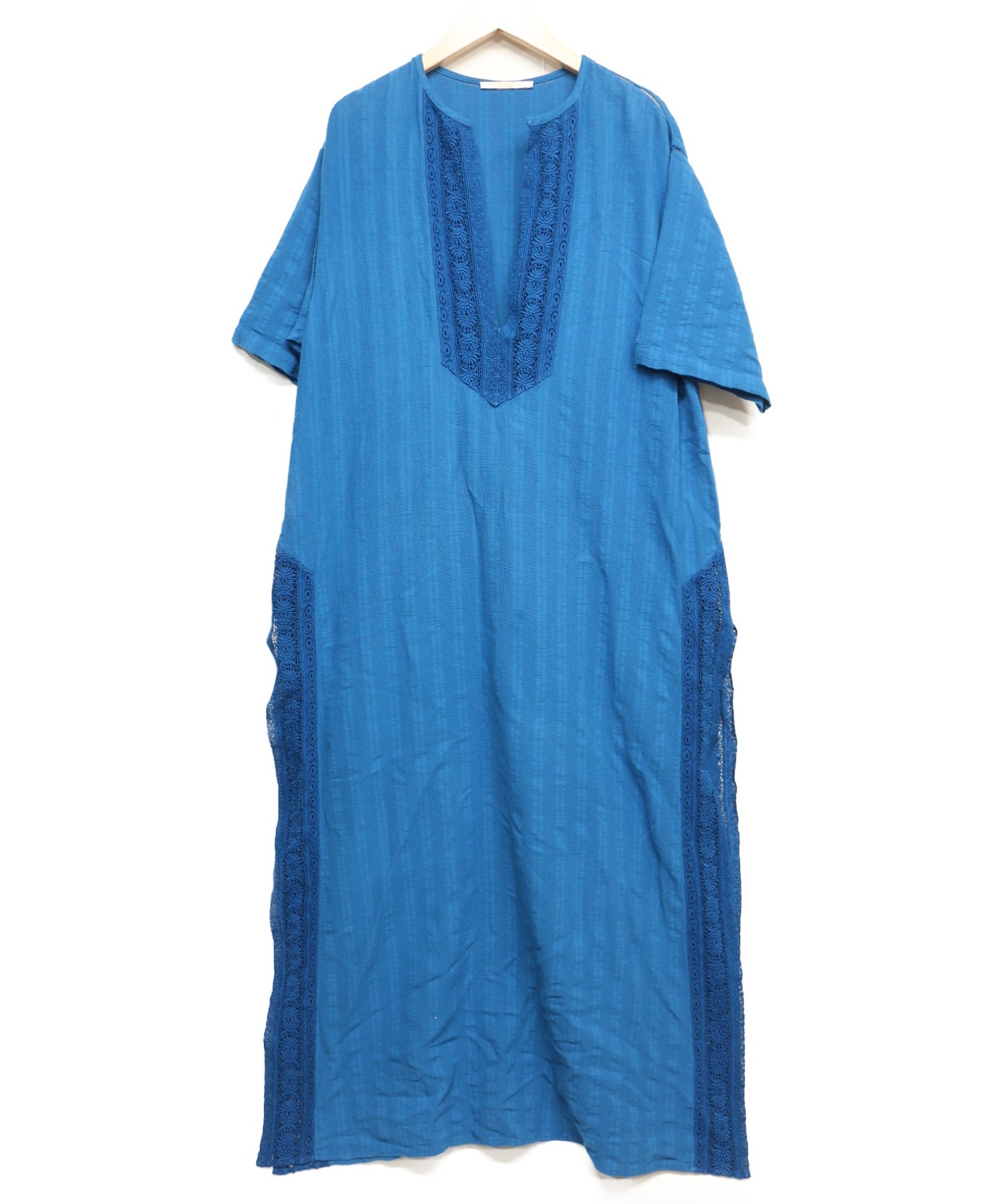 中古 古着通販 Souleiado ソレイアード ダイレースコンビカフタンワンピース ブルー サイズ 36 ブランド 古着通販 トレファク公式 Trefac Fashion