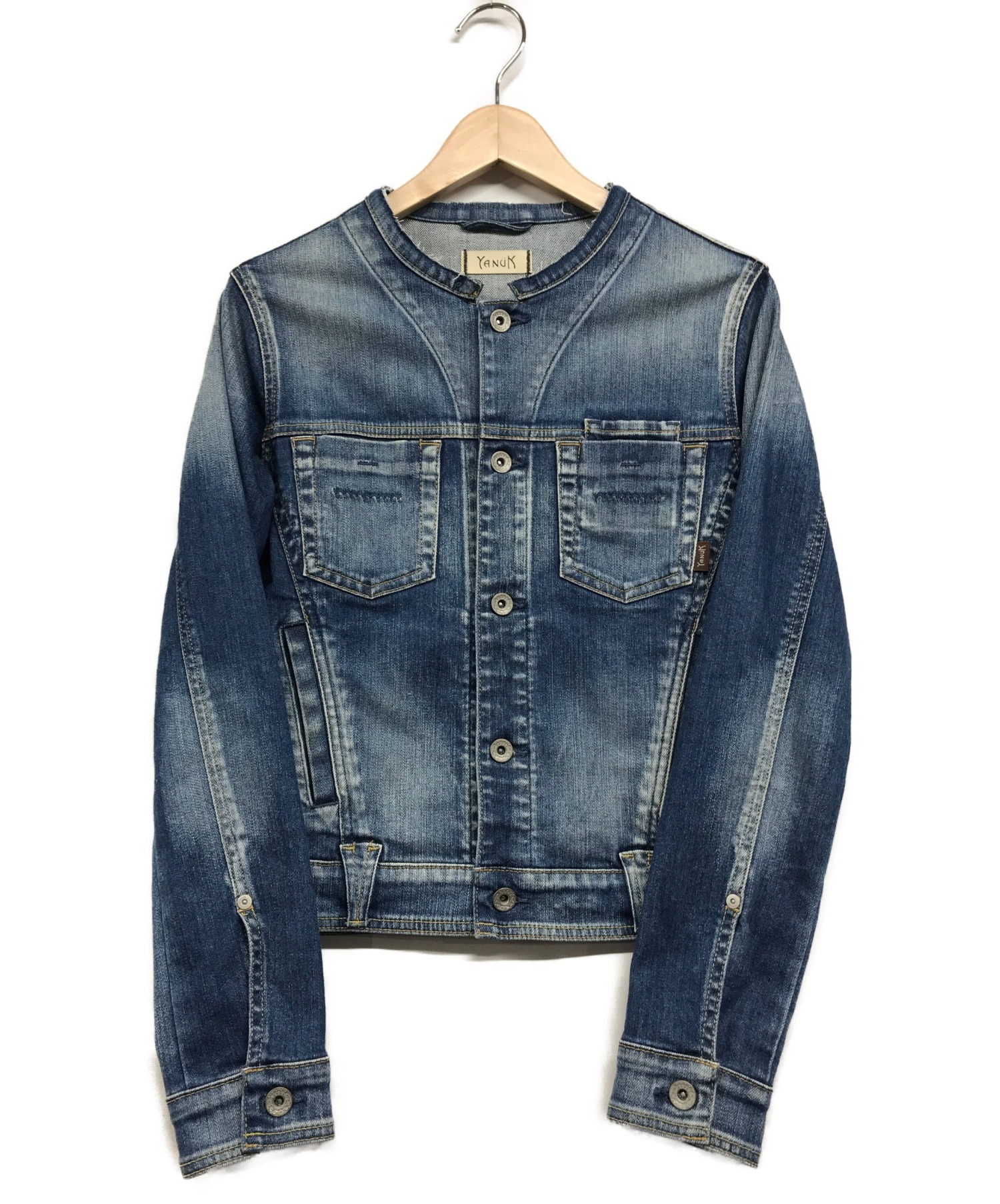 【中古・古着通販】YANUK (ヤヌーク) ノーカラーデニムジャケット ブルー サイズM｜ブランド・古着通販 トレファク公式【TREFAC