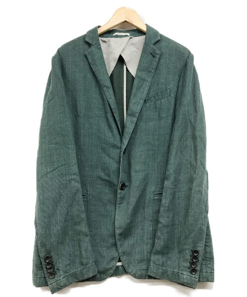 ARMANI COLLEZIONI（アルマーニ コレツィオーニ）ARMANI COLLEZIONI (アルマーニ コレツィオーニ) リネンテーラードジャケット グリーン サイズ:50の古着・服飾アイテム