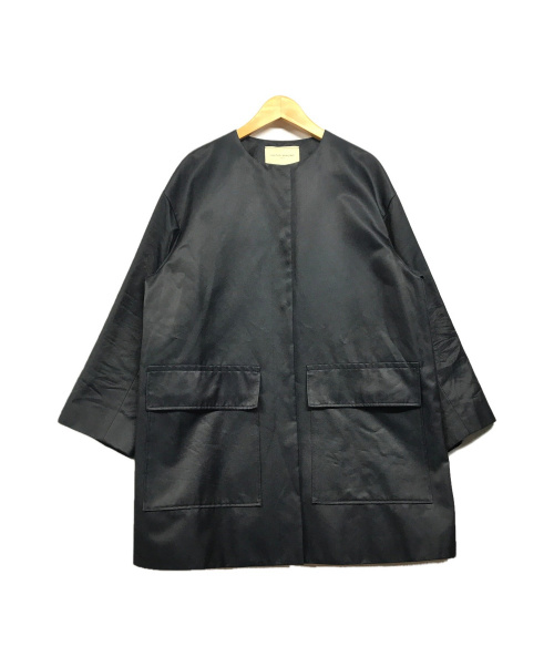UNITED ARROWS（ユナイテッドアローズ）UNITED ARROWS (ユナイテッドアローズ) ワイドノーカラーコート ブラック サイズ:38の古着・服飾アイテム