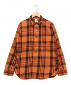 CORONA（コロナ）の古着「チェックネルシャツ」｜オレンジ×ブラック