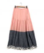NOZOMI ISHIGURO（ノゾミイシグロ）の古着「ティアードスカート」｜ピンク×グレー