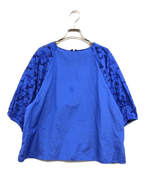 ticca（ティッカ）TICCA (ティッカ) レースバルーンスリーブブラウス ブルー サイズ:FREEの古着・服飾アイテム