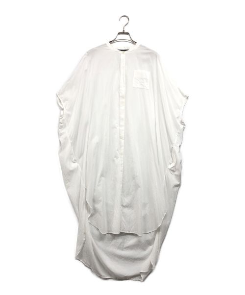 mizuiro-ind（ミズイロインド）mizuiro-ind (ミズイロインド) バンドカラーバックギャザーシャツワンピース ホワイト サイズ:なしの古着・服飾アイテム