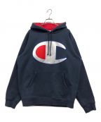 SUPREME×Championシュプリーム×チャンピオン）の古着「Satin Logo Hooded Sweatshirt」｜ネイビー