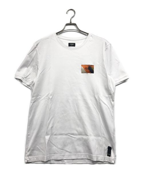 FENDI（フェンディ）FENDI (フェンディ) ロゴラベルTシャツ ホワイト サイズ:XXLの古着・服飾アイテム