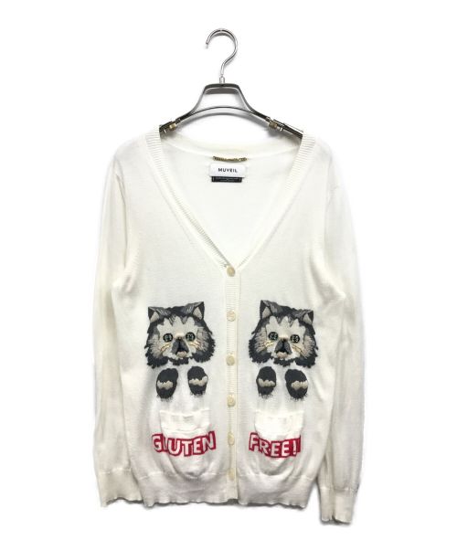 MUVEIL（ミュベール）MUVEIL (ミュベール) 猫刺繍カーディガン ホワイト サイズ:38の古着・服飾アイテム