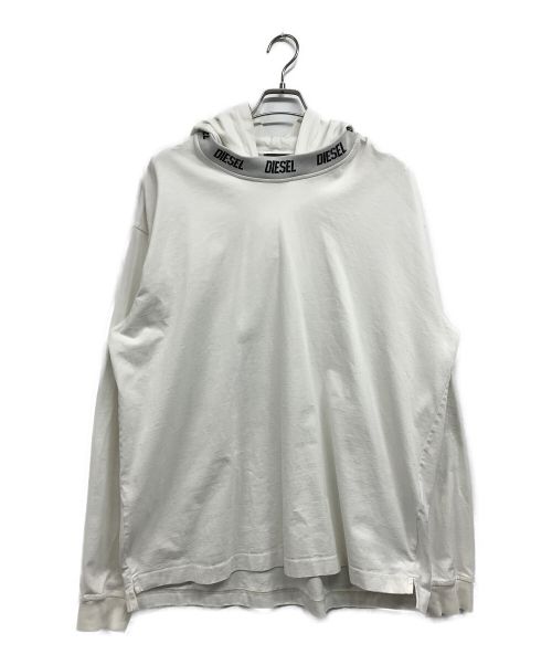 DIESEL（ディーゼル）DIESEL (ディーゼル) ルーズフィットフード付きカットソ- ホワイト サイズ:XLの古着・服飾アイテム