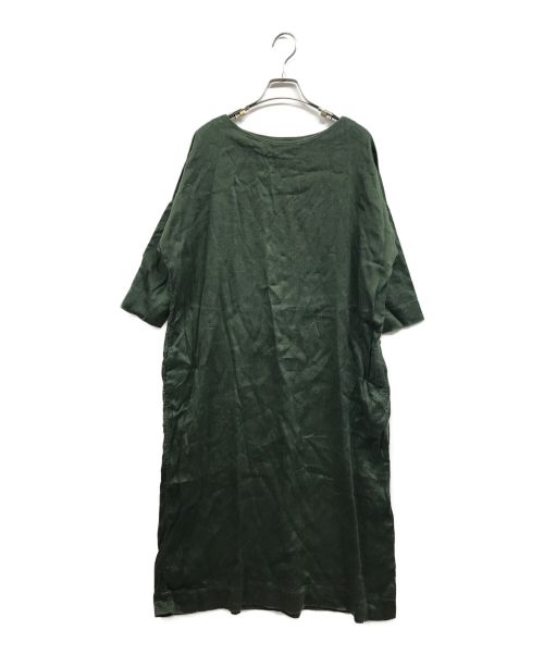 45R（フォーティーファイブアール）45R (フォーティーファイブアール) リネンキュプラワンピース グリーンの古着・服飾アイテム
