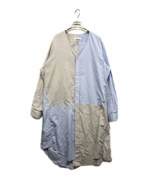 BONUM（ボナム）Bonum (ボナム) リメイクシャツワンピース ブルー×ホワイト サイズ:不明の古着・服飾アイテム
