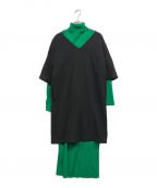 ENFOLDエンフォルド）の古着「タートルニットレイヤードドレス」｜グリーン×ブラック