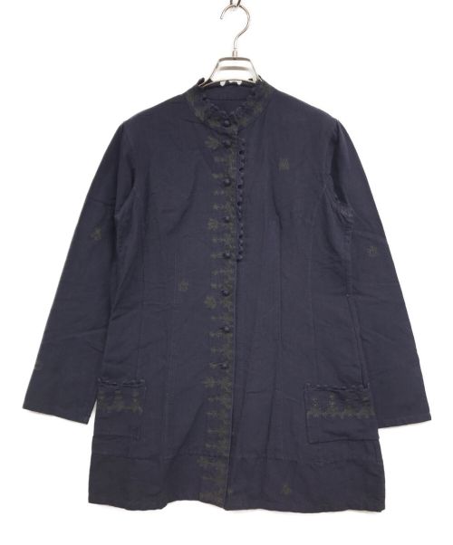 ISSEY MIYAKE（イッセイミヤケ）ISSEY MIYAKE (イッセイミヤケ) 刺繍ロングシャツ ネイビー サイズ:3の古着・服飾アイテム