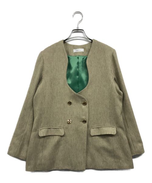 eimee law（エイミーロウ）Eimee Law (エイミーロウ) ノーカラージャケット グリーン サイズ:38の古着・服飾アイテム