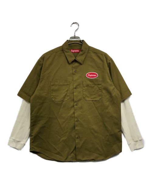 SUPREME（シュプリーム）Supreme (シュプリーム) Thermal Sleeve Work Shirt カーキ サイズ:Mの古着・服飾アイテム