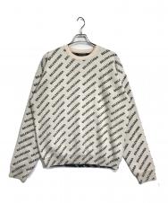 BALENCIAGA (バレンシアガ) 総柄ロゴニット ブラック×アイボリー サイズ:M