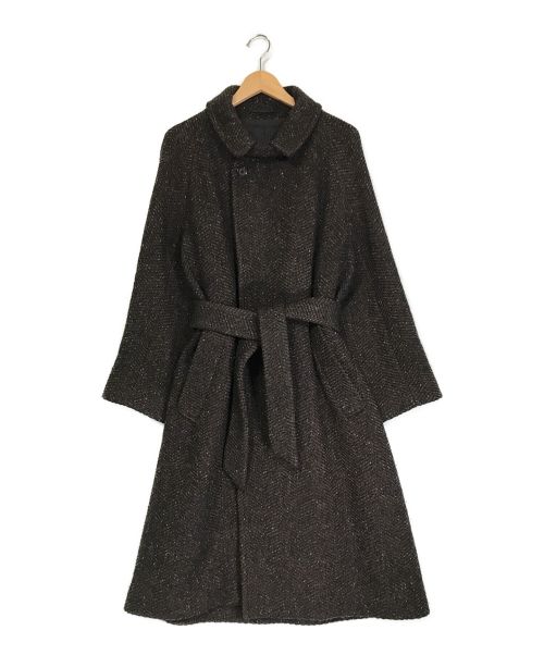 Phlannel（フランネル）Phlannel (フランネル) Mix Wool Tweed Wrap Coat ブラウン サイズ:Sの古着・服飾アイテム