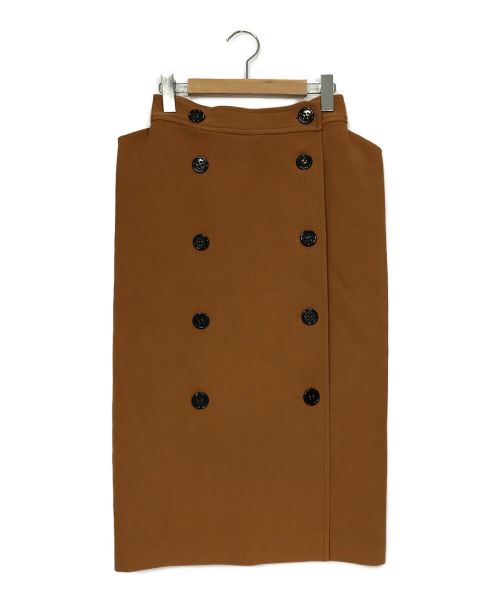 BOTTEGA VENETA（ボッテガベネタ）BOTTEGA VENETA (ボッテガベネタ) フロントボタンウールスカート ブラウン サイズ:38の古着・服飾アイテム