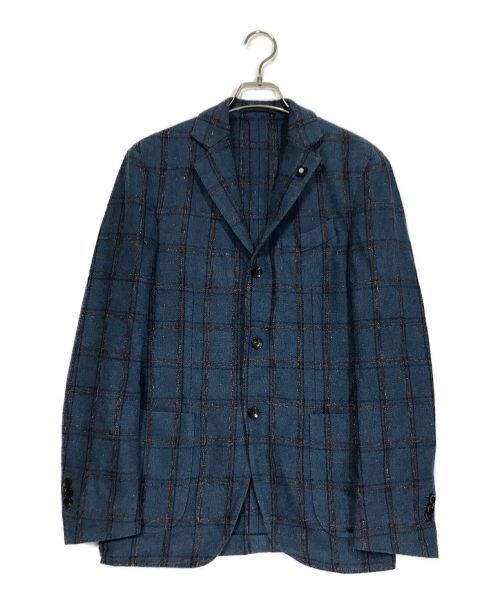 LARDINI（ラルディーニ）LARDINI (ラルディーニ) ウィンドウペン 3Bテーラードジャケット ブルー サイズ:46の古着・服飾アイテム