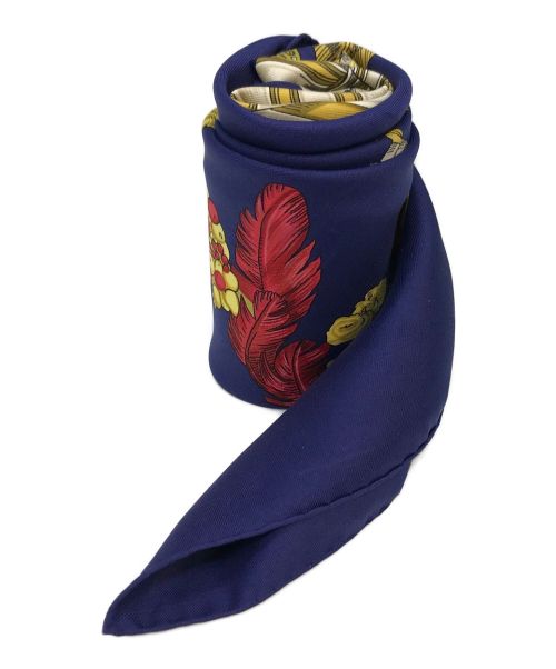 HERMES（エルメス）HERMES (エルメス) chapeau カレ90 シルクスカーフ ネイビーの古着・服飾アイテム