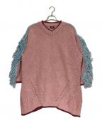 PAMEO POSEパメオポーズ）の古着「Fringe Sleeve Big Sweater」｜ピンク