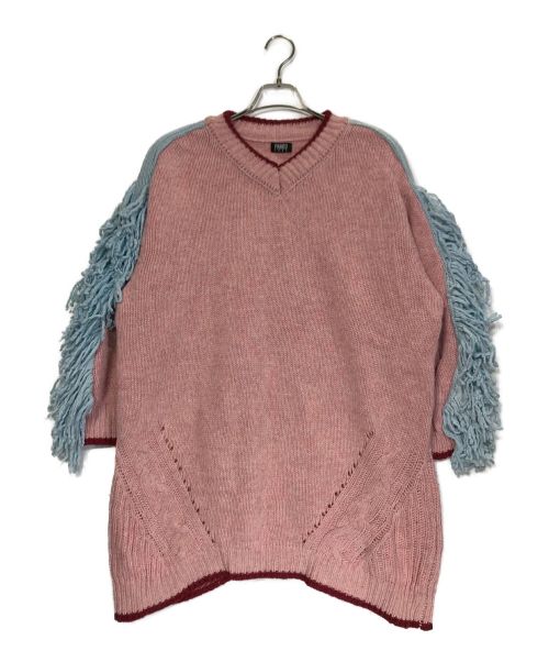 PAMEO POSE（パメオポーズ）PAMEO POSE (パメオポーズ) Fringe Sleeve Big Sweater ピンク サイズ:FREEの古着・服飾アイテム