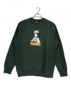 PLEASURESプレジャーズ）の古着「Heroine Crewneck Sweatshirt」｜グリーン