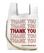 GOOD GRIEF!グッドグリーフ）の古着「THANK YOU LEATHER BAG」｜ホワイト×レッド