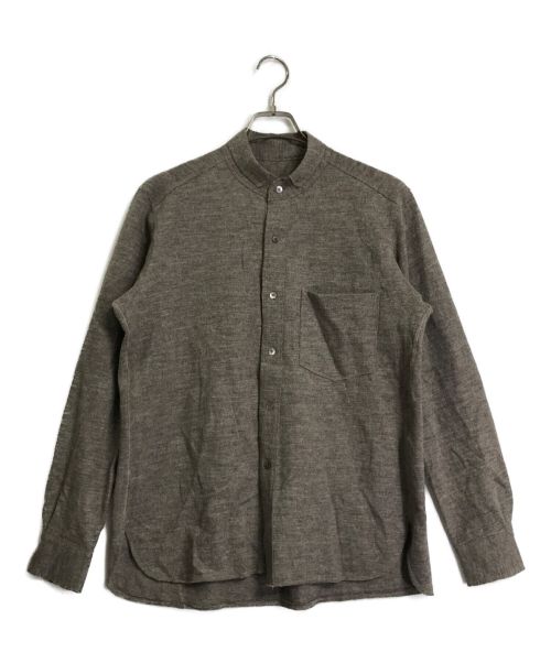URU（ウル）URU (ウル) バンドカラーウールシャツ ブラウン サイズ:2の古着・服飾アイテム