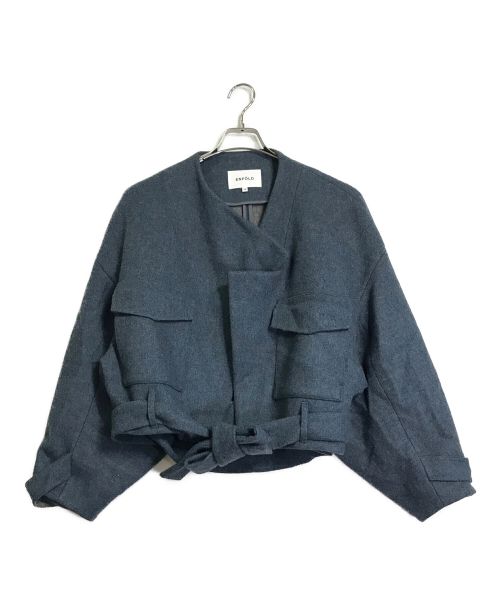 ENFOLD（エンフォルド）ENFOLD (エンフォルド) メルトンリバー クロップドジャケット ネイビー サイズ:38の古着・服飾アイテム