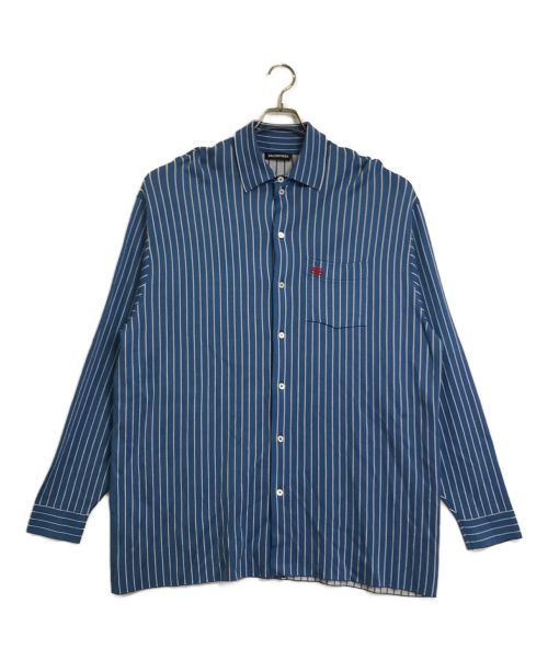 BALENCIAGA（バレンシアガ）BALENCIAGA (バレンシアガ) Blue Knit Striped Shirt ブルー×ホワイト サイズ:XSの古着・服飾アイテム