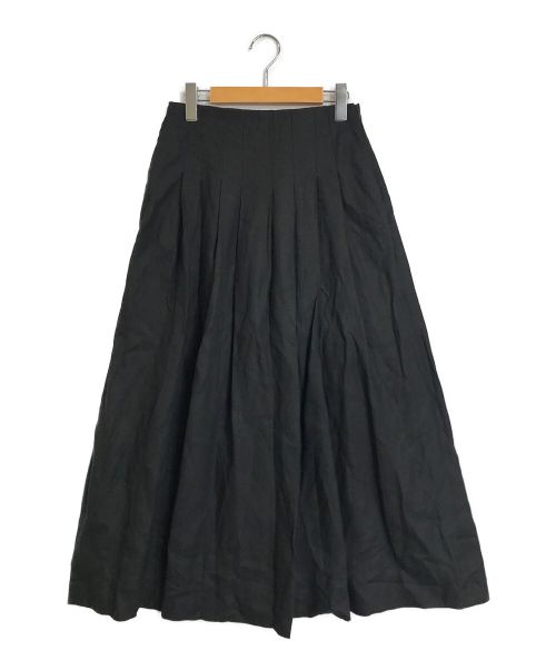 TOMORROW LAND（トゥモローランド）TOMORROW LAND (トゥモローランド) スムースリネン タックロングスカート ブラック サイズ:36の古着・服飾アイテム
