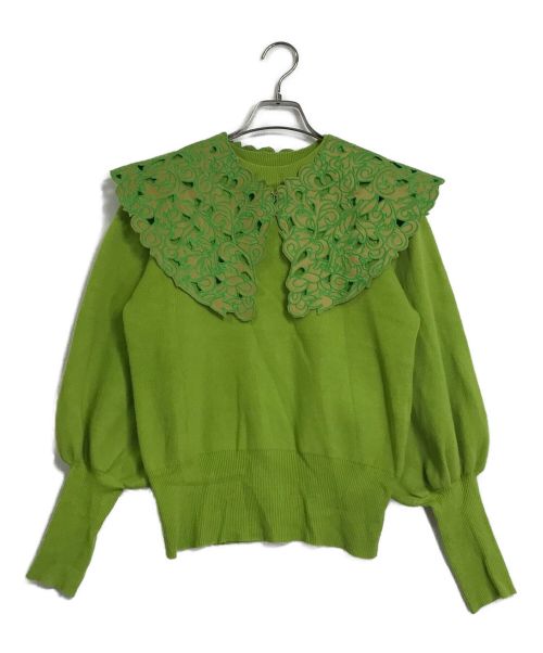 Ameri（アメリ）Ameri (アメリ) UND RENEE VELOUR COLLAR KNIT グリーン サイズ:Freeの古着・服飾アイテム