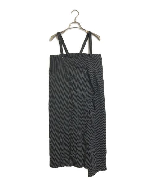 Y's（ワイズ）Y's (ワイズ) ジップ変形ストライプスカート ブラック×ホワイト サイズ:2の古着・服飾アイテム
