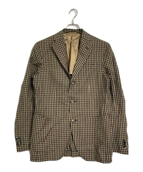 CARUSO（カルーゾ）CARUSO (カルーゾ) リネン混チェックテーラードジャケット ベージュ サイズ:46の古着・服飾アイテム