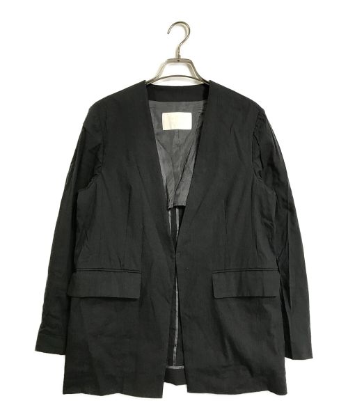 BALLSEY（ボールジィ）BALLSEY (ボールジィ) テンセルリネンストレッチ ノーカラージャケット ブラック サイズ:34の古着・服飾アイテム