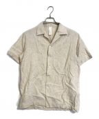 Dashiel Brahmannダシールブラフマン）の古着「リネン刺繍シャツ　DASHIEL BRAHMANN  ベージュ　メンズ　半袖シャツ」｜ベージュ