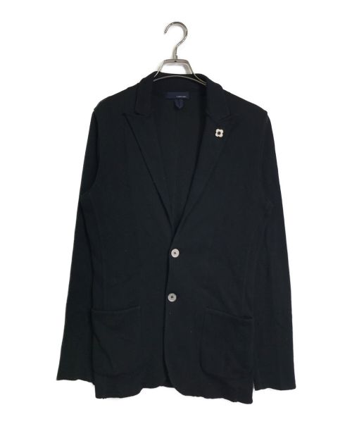 LARDINI（ラルディーニ）LARDINI (ラルディーニ) ピークドラペルコットンニットジャケット / テーラードジャケット ブラック サイズ:Mの古着・服飾アイテム