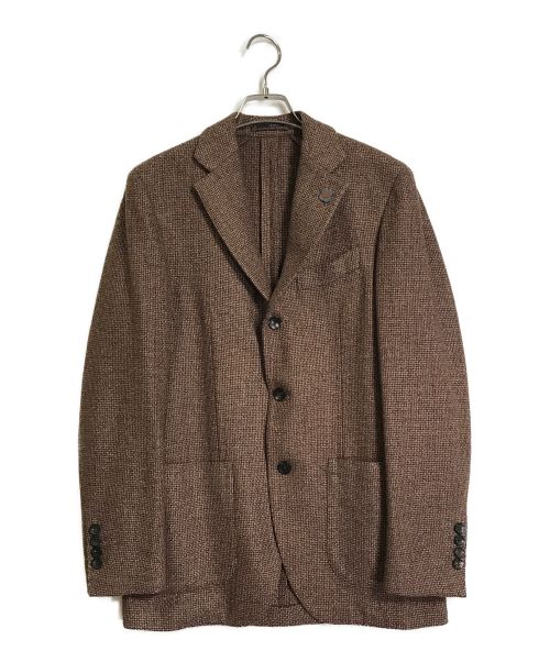 LARDINI（ラルディーニ）LARDINI (ラルディーニ) ツイード調3Bテーラードジャケット ブラウン サイズ:46の古着・服飾アイテム