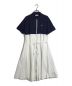 LACOSTE（ラコステ）の古着「ジップ カラーブロック コットンプチピケ ポロシャツドレス」｜ネイビー×ホワイト