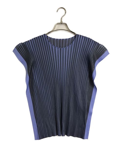 ISSEY MIYAKE（イッセイミヤケ）ISSEY MIYAKE (イッセイミヤケ) ノースリーブカットソーPP01-JK712 ブルー×グレー サイズ:2の古着・服飾アイテム