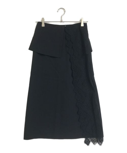 LE CIEL BLEU（ルシェルブルー）LE CIEL BLEU (ルシェルブルー) Lace Paneled Skirt ブラック サイズ:36の古着・服飾アイテム