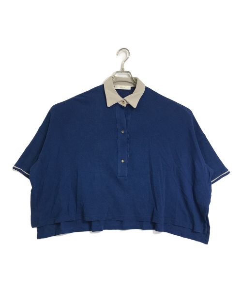 seya.（セヤ）seya. (セヤ) seya.　ワイドポロシャツ ブルー×ベージュ サイズ:なしの古着・服飾アイテム
