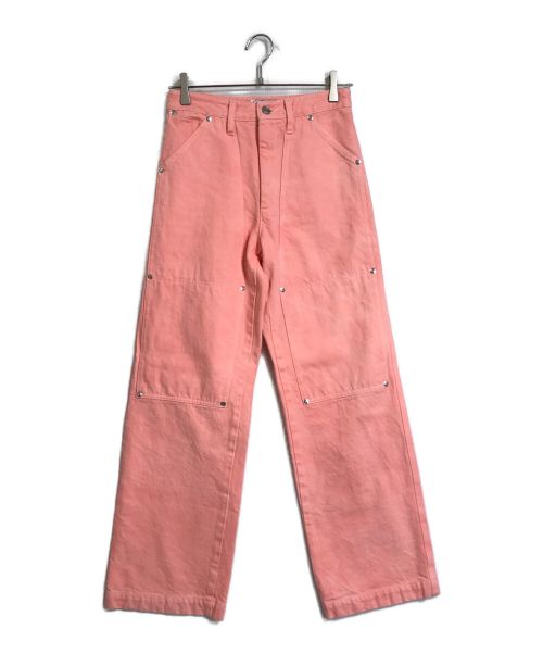 TANAKA（タナカ）TANAKA (タナカ) ダブルニーデニムパンツ/WORK JEAN TROUSERS ピンク サイズ:W27の古着・服飾アイテム