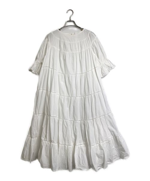 merlette（マーレット）Merlette (マーレット) ティアードシャーリングワンピース ホワイト サイズ:XSの古着・服飾アイテム