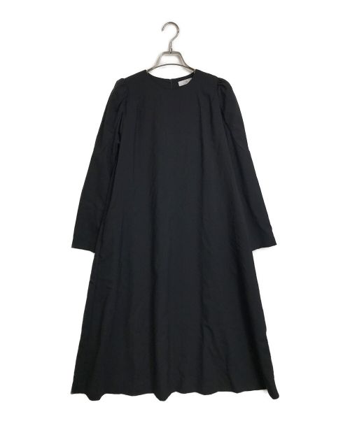 homspun（ホームスパン）homspun (ホームスパン) ウールトロピカルクロスパフスリーブワンピース ブラック サイズ:Mの古着・服飾アイテム