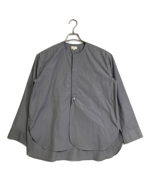 DRAWER（ドゥロワー）DRAWER (ドゥロワー) コットンブザムノーカラーシャツ グレー サイズ:36の古着・服飾アイテム