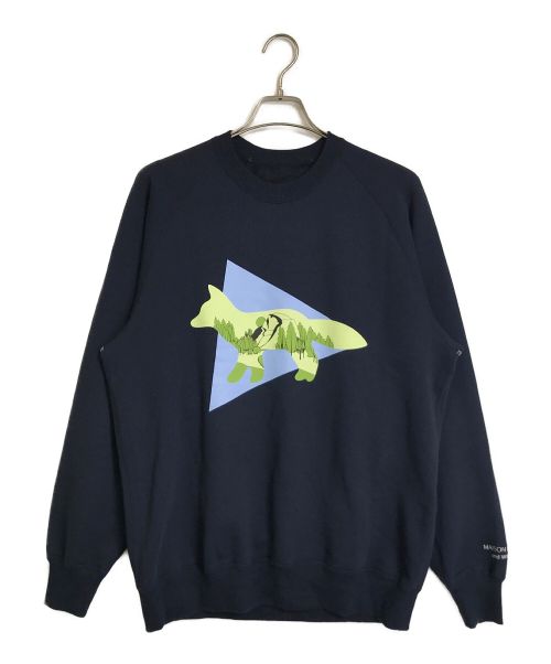 maison kitsune（メゾンキツネ）maison kitsune (メゾンキツネ) and wander (アンドワンダー) DRY COTTON SWEATSHIRT  / ラグランスウェット574-3184904 ネイビー サイズ:3の古着・服飾アイテム